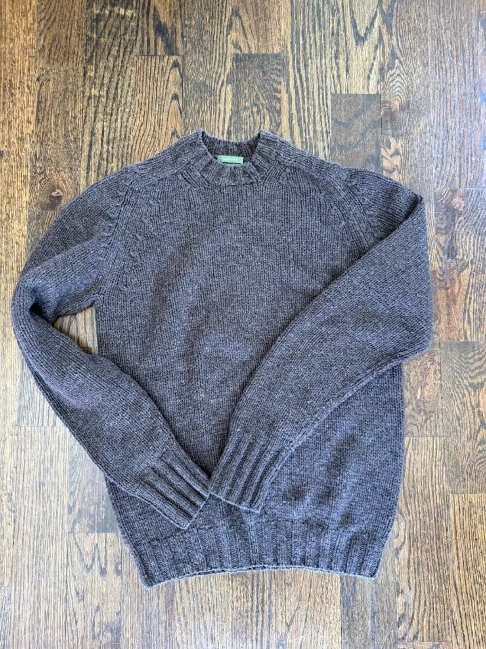 Sid Mashburn Mocha Hand-Knit Wool Sweater Mens M